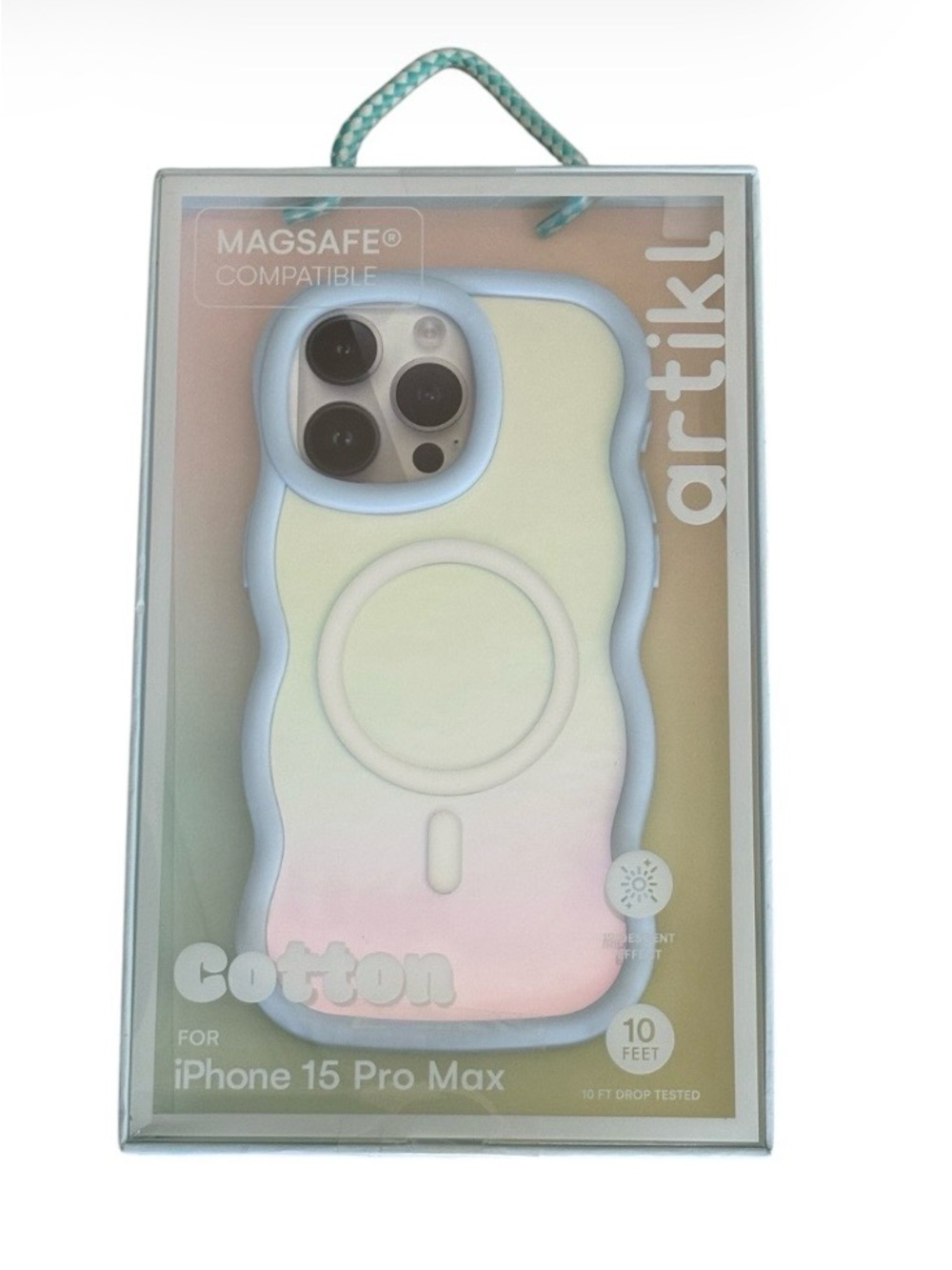 Artikl Cotton MagSafe iPhone 15 Pro Max Case - Pastel Gradient with Blue Bumper